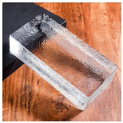 Briques de cristal rectangulaires, Briques de verre isolantes phoniques et thermiques, design cristal transparent, 200 x 100 x 50 mm(Clear-e)