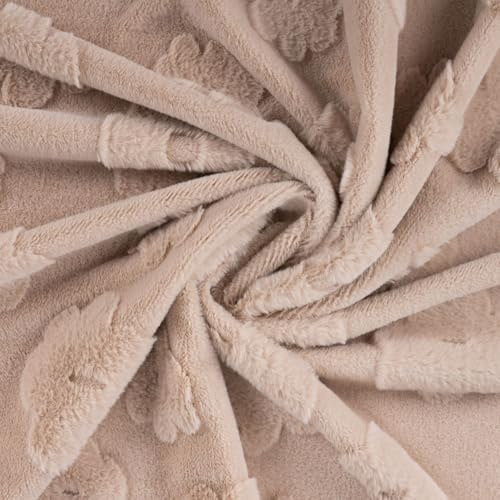 Fellimitat Stoff mit Blumenmuster – Kunstfell in 3 Farben – 100 % Polyester – weicher Plüschstoff für Westen, Jacken, Kissen & Deko – Meterware ab 50 cm (sand)