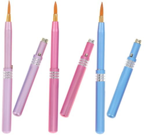 Pinceau à Lèvres Télescopique 6 Pièces en Métal, Fibre, Maquillage | Format Portable pour Trousse de Maquillage, Usage à Domicile, Pointe Flexible pour Tracé Précis