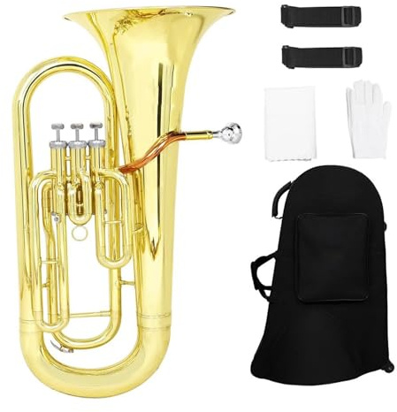 Bb Euphonium Bb Flaches Euphonium Messingrohrkörper 3 Tasten Baritonhorn Bass Musikinstrument Inklusive Zubehör