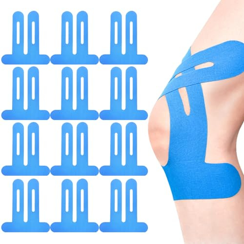 Wulshome 14 Stück Blau Kinesiotapes Knie Vorgeschnitten Elastisches, Atmungsaktiv Kinesiologie Tape Knie Vorgeschnitten Knietape Hautfreundlich Precut Kinesiotapes für Knieschmerzen