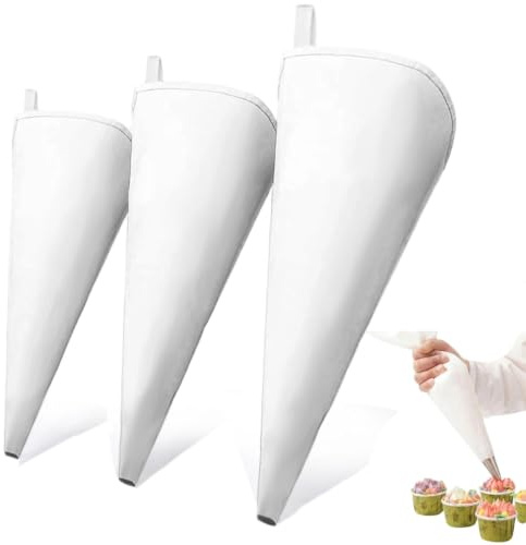 QLK Poches à Douilles Réutilisable, 3 PCS 30/35/40 cm Poche a Douille Patisserie Professionnelle, Patisserie en Coton, Professionnels Piping Bag pour Biscuits Cupcakes Desserts Gâteaux Décoration