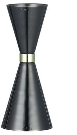 Medidor de cócteles cónico Barra medidora de cóctel doble, Jigger medidor licor, taza Martini, herramienta medición(Ring Black 25 50ml)