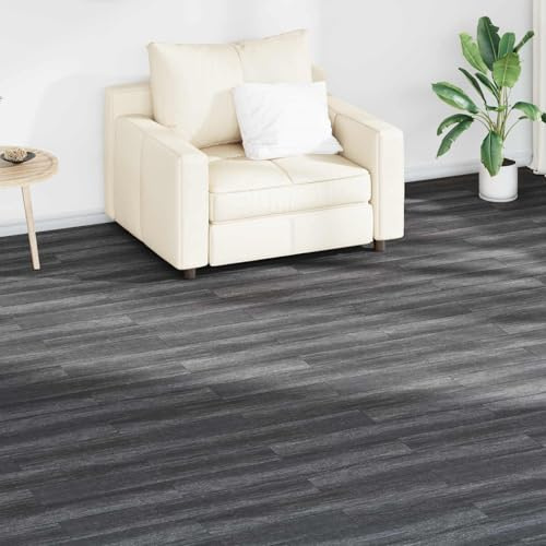 Ordellia Planchas de suelo en blanco y negro, 18 unidades, PVC, 2,51 m2, autoadhesivas, para interiores, 91,5 x 15 x 0,2 cm, para renovación, instalación y cuidado en el salón