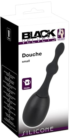 Black Velvets Douche Small - kleine Analdusche für Anfänger und Profis, Hygienedusche für Analsex mit dem Partner, Dusche mit Reizkugel, schwarz