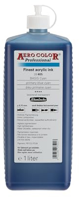 Schmincke - Aero Color® Professional, Basis Cyan, 1000 ml, 28 405 029, feinst-flüssige, farbstarke Acrylfarbe für Acrylmalerei, Airbrush, Mixed Media