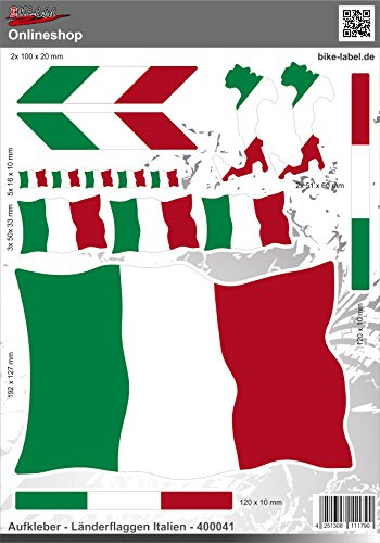 BIKE-label Länderflaggen Aufkleber 2D Italien für Auto Motorrad Tür Camper Sticker 400041