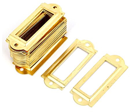 sourcing map 50 Stück Gold Metall Aktenschrank Etikettenrahmen Schrankrahmen Rahmen de