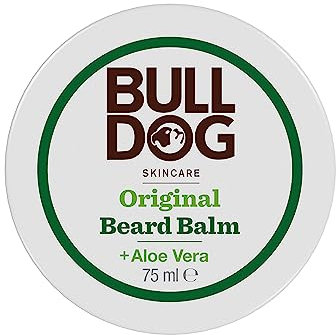 Bulldog Skincare Bartbalsam mit natürlichen Inhaltsstoffen — Aloe Vera Leindotteröl und Grüntee, 75 ml (Verpackung kann variieren)