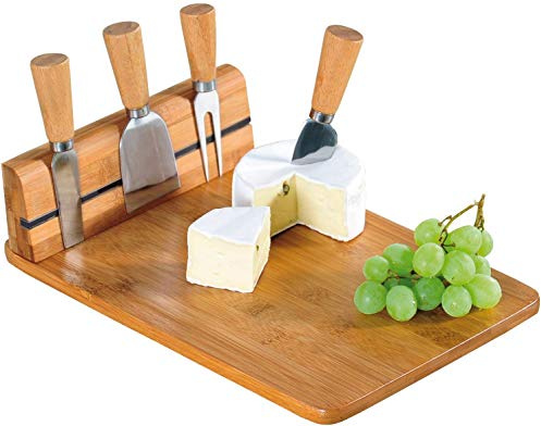 Kesper 50641 Käseschneidebrett mit Besteck, Bambus, Maße: 30 x 20 x 8 cm
