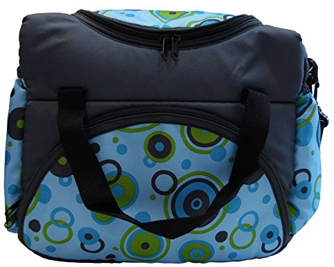 Wickeltasche Kinderwagentasche Babytasche Pflegetasche Windeltasche Baby (Grau Babyblau Kreise)