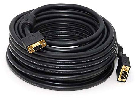 Monoprice Super VGA Cable - 50 Feet - Black | Male to Female with Ferrites for in-Wall Installation | Gold Plated, CL2 Rated