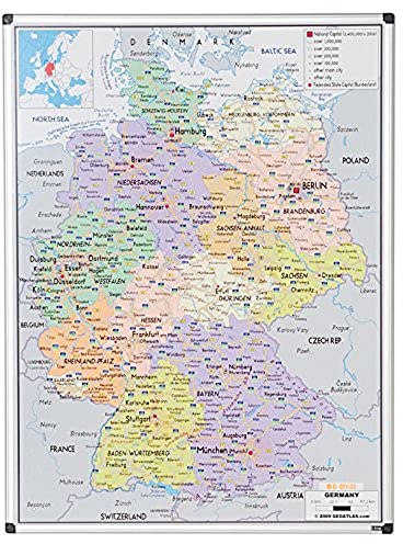 Bi-Office MAP0101002 Deutschlandkarte, laminiert oder magnetisch