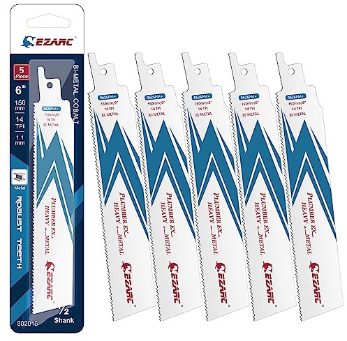 EZARC Lame per Sega a Gattuccio Bimetallica Cobalto R626PM+ 150mm 14TPI Taglio di Metalli Pesanti - 5 pezzi