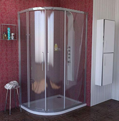 Cabine de douche : 120 x 90 cm-douche ronde droit 1200 x 900 x 200 mm (l x l x h), douche 120 x 90 cm environ, en 4 pièces verre trempé 8 mm/6–portes