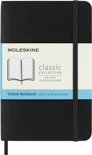 Moleskine Classic Notebook, Taccuino con Pagine Puntinate, Copertina Morbida e Chiusura Elastica, Formato Pocket 9 x 14 cm, Colore Nero, 192 Pagine