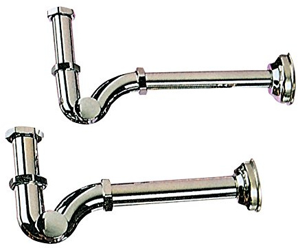Siphon à 's' pour bidet, en laiton chromé. Sans bonde.