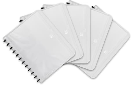 Oxford Ring-Mappe A4, manageMe, Präsentations-Buch mit 25 Hüllen, Vario-Zipp, Austausch- und erweiterbar, farblos, 5 Stück