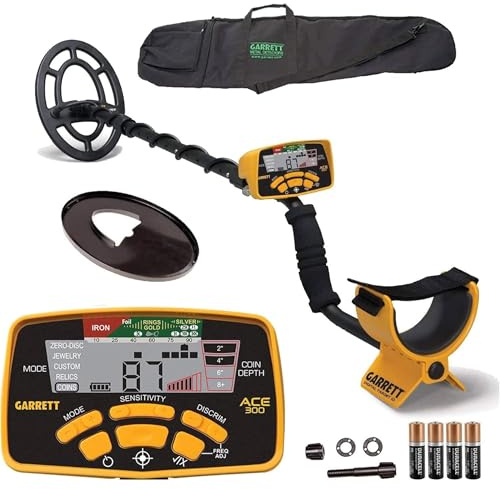 Garrett ACE 300 Metalldetektor mit wasserdichter Suchspule und Tragetasche