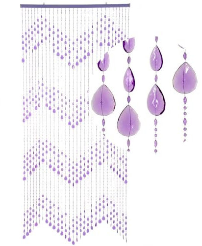HAB & GUT -DV0333- Türvorhang KLUNKER, violett, 90 x 200 cm Perlenvorhang Pailettenvorhang