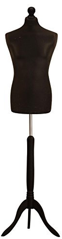 H & H Traders Black Male Tailors Mannequin Display Bust Dummy FOR Dressmakers Fashion Students With A Black Wood Tripod Base (UK 40 Chest)