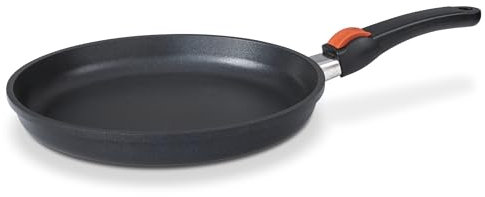 SKK 22414 Series 7 flache Bratpfanne – Energiesparende Aluguss-Pfanne mit abnehmbarem Griff, PFOA-frei, extrem langlebig, induktionsgeeignet, backofenfest – Ø 24 cm