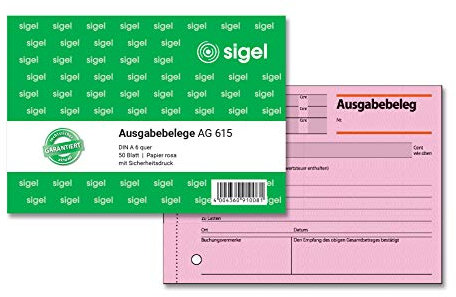 SIGEL AG615 Ausgabebeleg A6 quer, 50 Blatt, 1 Stück, aus nachhaltigem Papier