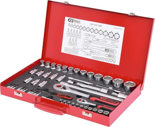 KS Tools 917.4052 1/4 +1/2 Steckschlüssel-Satz, 52-tlg. Matt Satiniert