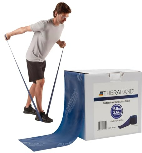 Theraband 20150 Professional Latex Elastic Fitness Band for Upper & Lower Body & Core Exercise and Physical Therapy, 50yd Length, Extra Heavy, Blue