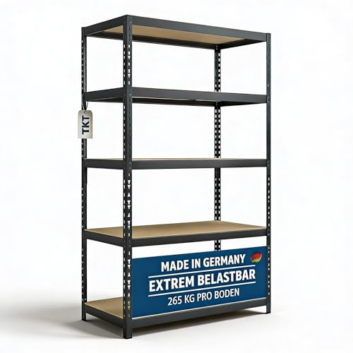 TKT Work System Regal 180x92x46 cm, 265 kg, 5 Böden, Anthrazit