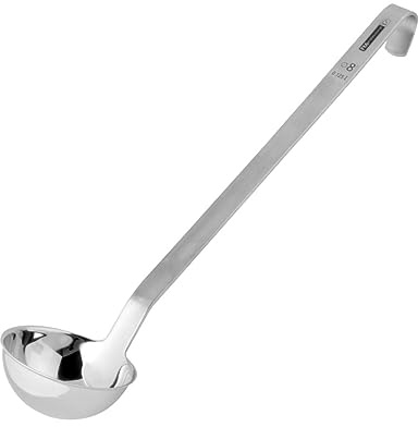 FMprofessional Schöpflöffel 12 cl 39 cm, zum genauen Abmessen von Soßen etc. (Farbe: Edelstahl), Menge: 1 Stück, Silber