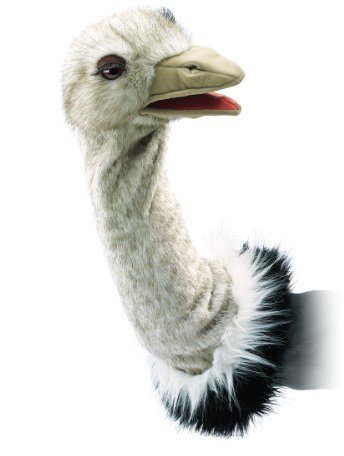 Folkmanis Ostrich Stage Puppet, Grau, Weiß, Schwarz