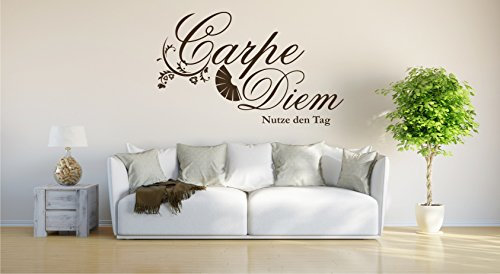 INDIGOS UG Vinilo Decorativo para Pared Carpe Diem 90cm x 28cm marrón E933