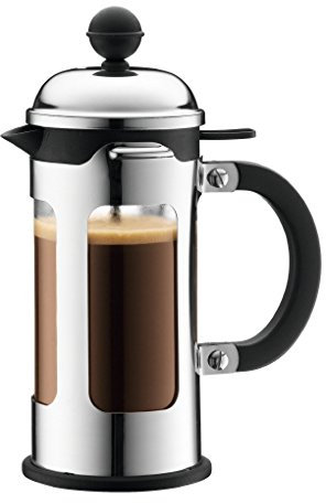Bodum CHAMBORD Kaffeebereiter (French Press System, Auslaufschutz, Edelstahlrahmen, 1,0 liters) glänzend