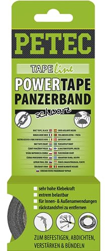 PETEC Panzertape schwarz Gaffa Tape schmal. Schwarzes Klebeband 5 m | Isolierband Gewebeband Panzerband Panzerklebeband extra stark 86105