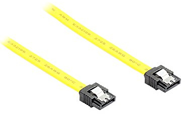 Good Connections Premium - Cable SATA 3 SSD HDD con protección de bloqueo (2 conectores rectos, 0,5 m), color amarillo