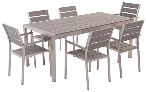 Trädgårdsmöbelset 7 Delar Väderbeständiga Stolar och Bord Grå Aluminium Vernio