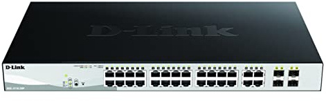 D-Link DGS-1210-28P/E Smart+ Managed Gigabit Switches 24 Ports + 4 Ports Combo - Cordon d'alimentation UE Uniquement