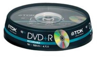 TDK DVD+R Recordable Disk on Spindle 16x Speed [Pack 10] - t19442