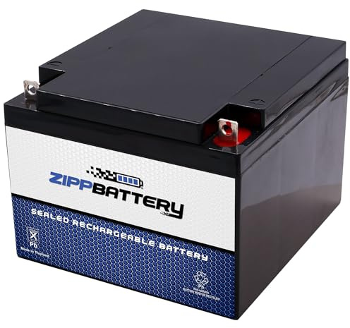 ZIPPBATTERY 12V 26Ah SLA Battery – T3 Nut & Bolt Terminal Power for Alarms, Scooters, Emergency Lights, Toys, Solar Units & Backup Systems – Deep Cycle Design – Sealed Lead Acid Rechargeable Battery
