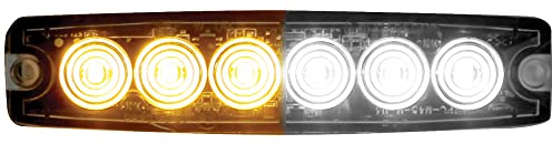 Buyers Products 8892202 5 in Ultra Thin LED Strobe Light Amber/Clear, Surface Mount Warning Light w/ 6 LEDs, 23 Flash Patterns, IPX8 Waterproof, 12–24V Strobe Light for Trucks & Trailers
