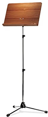 K&M 118/4 Atril para orquesta XXL - 74 - 163,5 cm de altura regulable - estante de madera de nogal - base cromada