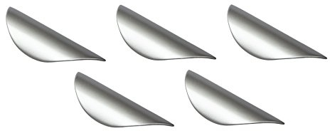 Gedotec Moderner Profilgriff Metall Griffleiste silber Ziehgriff gebogen Schubladengriff für Schranktüren - ZENA | Stahl Chrom matt lackiert | Möbelgriff BA 32 mm | 5 Stück - Türgriffe mit Schrauben