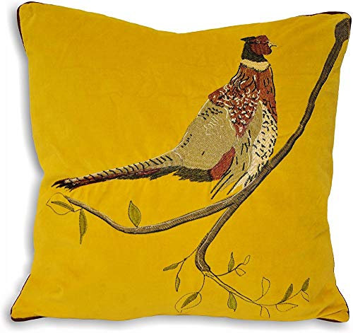 Riva Home Hunter Velvet Cushion Cover, Mustard, 45 x 45cm