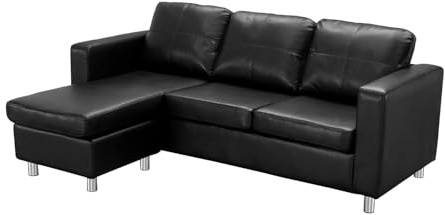 Vente-Unique-Ecksofa - Kunstleder - Schwarz - Ackley