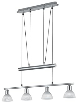 Trio Leuchten LED-JoJo-Pendelleuchte Levisto in Nickel matt, Glas alabasterfarbig weiß 371010407