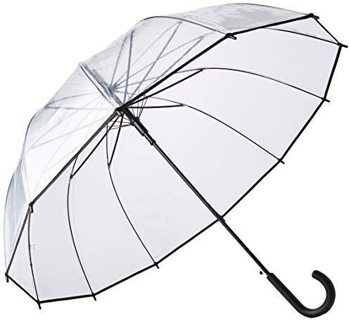 Smati Damen VollAutomatik Regenschirm groß Glockenschirm mit 12 Speichen Fiberglas/Satin BEZUG/windundurchlässige - Großer Hochzeitsschirm für 2 transparent XXL/durchsichtig