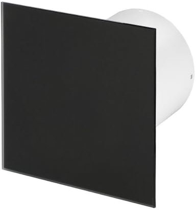Awenta Badlüfter Wand-Ventilator Ø 100 mit Nachlauf, Kugellager Silent Trax Glas - Line System+ (schwarz matt)