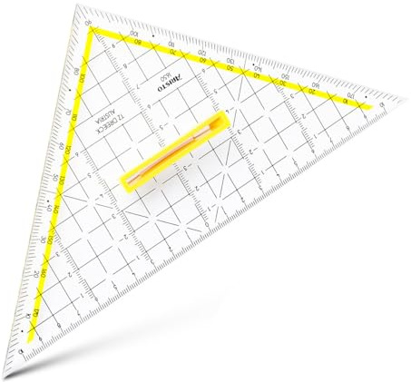 Aristo 1650/3 TZ-triangel med avtagbart handtag (hypotenuse 22,5 cm, bläckknoppar, fasett med hypotenus, plexiglas med djup prägling, tillverkad i Österrike), transparent
