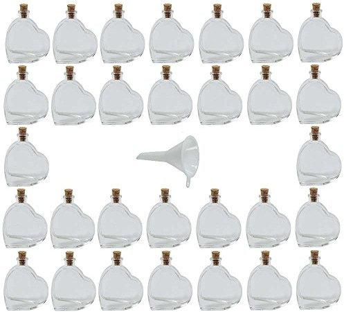 Viva Haushaltswaren 30 – Mini Bottiglie a Forma di Cuore 50 ml, Imbuto Incluso